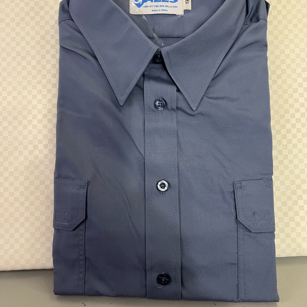 Galls‎ Men's SHORT SLEEVE BLUE SIZE 19 POLYESTER/Cotton Public Safety Apparel
